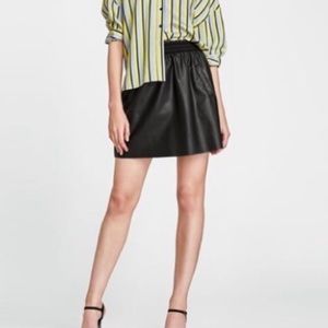 Zara Faux Leather Mini Skirt (Black)